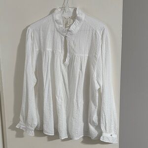 H&M White Ruffle Collar Blouse